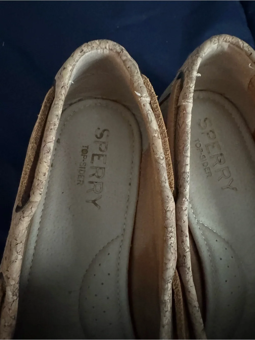 Sperry Cork-Textured Boat Shoes in Light Brown